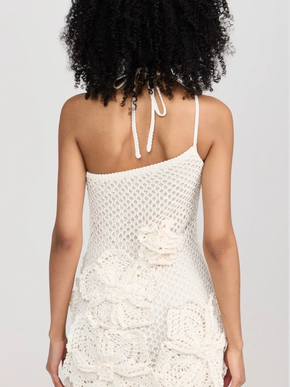 cult gaia Crochet One-Shoulder Floral Mini Dress in Cream - Picture 4 of 4